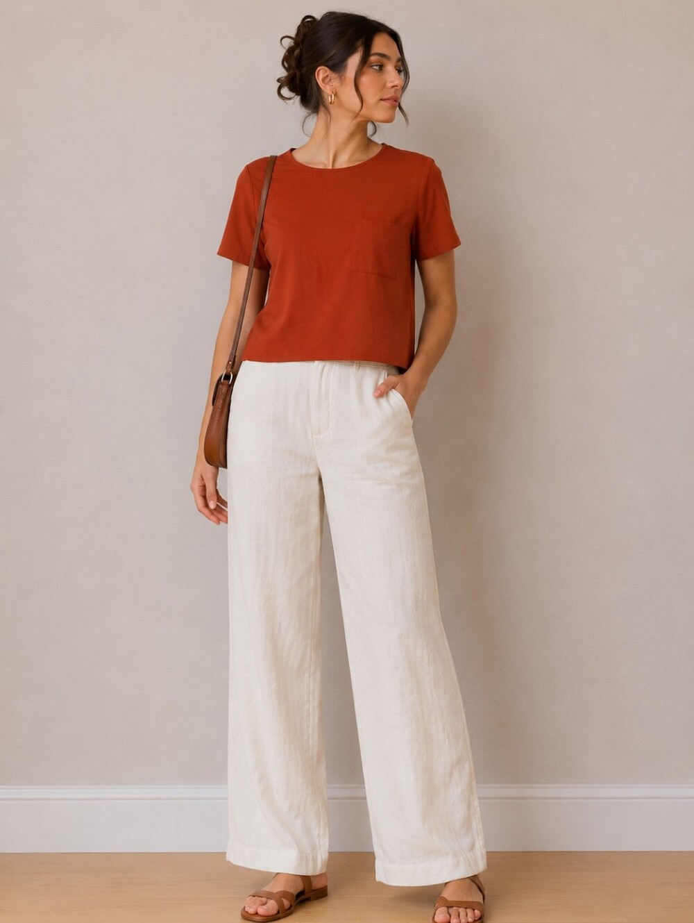 Oak + Fort boxy orange top // xs